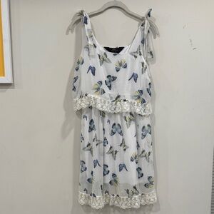 Disney White Dress with Blue and Yellow Butterflies
